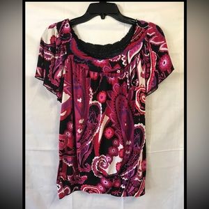 Women’s short sleeve blouse top, large,
